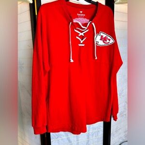 Kansas City Chiefs Super Bowl LVII Long-sleeves Shirt Red Size Medium V-neck